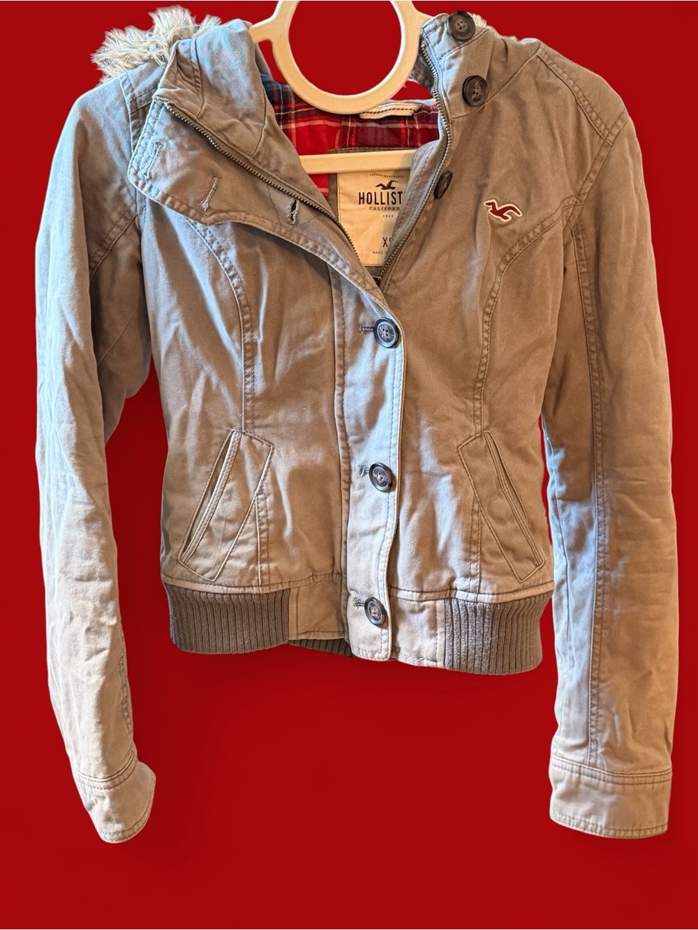 RARE HOLY GRAIL Vintage Y2K Hollister Utility Bomber Jacket with Fur lined hood